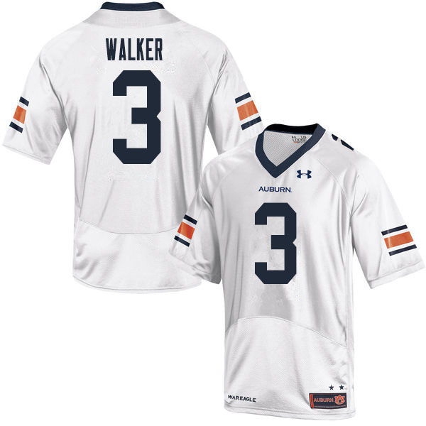 Auburn Tigers Men's Zykeivous Walker #3 White Under Armour Stitched College 2020 NCAA Authentic Football Jersey MGK6774LB